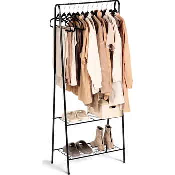 Věšák Kovový stojanový věšák na oblečení 153 cm – černý