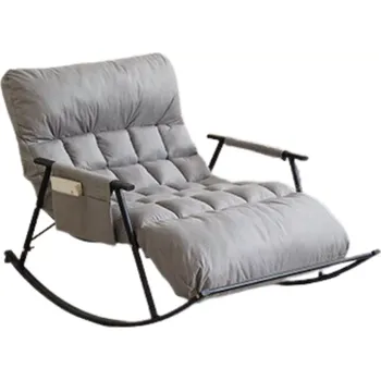 Zahradní houpačka Dvojkřeslo houpací s černou kovovou základnou – šedé