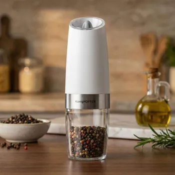 Mlýnek na koření Elektrický mlýnek na pepř a sůl Konighoffer Luca bílý gravitační