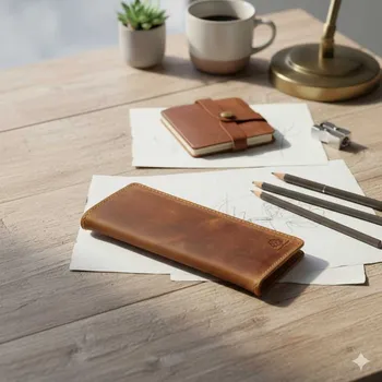 Penál Kožený penál Greenburry 1648-25 hnědý