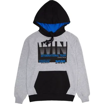 Chlapecká mikina Winkiki Kids Wear Chlapecká mikina s kapucí WIN - šedý melanž Velikost: 164