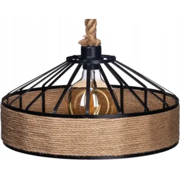 Závěsná lampa Boho kovová s jutovým lanem 30 cm
