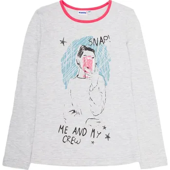 Dívčí šaty Winkiki Kids Wear Dívčí tunika s dlouhým rukávem Snap - šedý melanž Velikost: 146