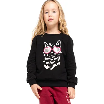 Dívčí kraťasy Winkiki Kids Wear Dívčí mikina Cat - černá Velikost: 104