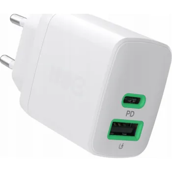 Green Cell 30W nabíječka do zásuvky 1x USB-C 1x USB-A bílá