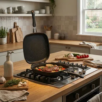 Pánev KONIGHOFFER DOPPIO MARBLE oboustranná nepřilnavá grilovací pánev 32 x 24 cm