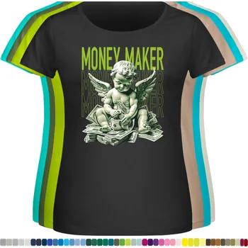 Dámské tričko damske-levne-bavlnene-tricko-digitalni-potisk-andel-penize Barva: Black -černá, velikost: 7XL