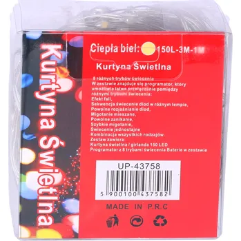 Vánoční dekorace Světelný závěs 3 m na USB – teplá bílá