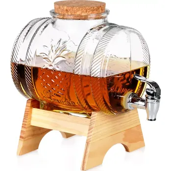 Dávkovač nápoje Skleněný dávkovač nápojů s kohoutkem a bambusovým stojanem 3 l