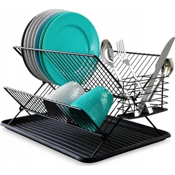 Odkapávač na nádobí ODKAPÁVAČ NA NÁDOBÍ ČERNÝ SUŠÁK NA TALÍŘE SKLENICE VELKÝ KUCHYŇSKÝ