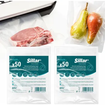 Potravinová fólie 2x Sillar Sáčky Fólie na balení potravin do svařovacího stroje 15x20 cm 50 Ks