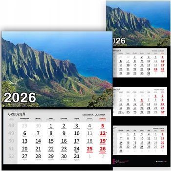 Kalendář Trojdílný kalendář na rok 2026 Górzyste wybrzeże przy oceanie Premium | Vz