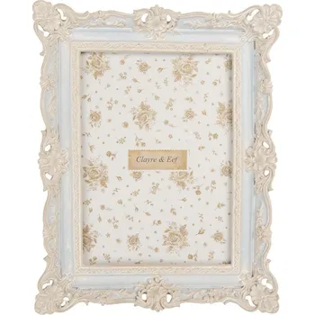 Rám na obraz Modrý pastelový fotorámeček s béžovým zdobením - 18*3*23 cm / 13*18 cm