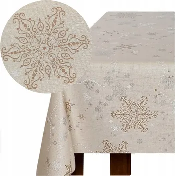 ubrus Vánoční ubrus s voskovaným povrchem na stůl 140x220 cm, odolný proti skvrnám - GOSIA