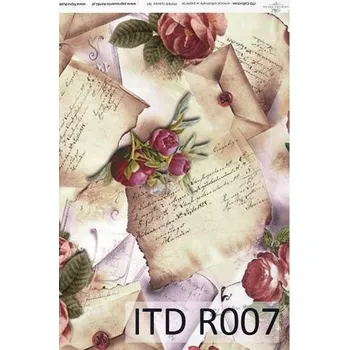 Umělecký papír Rýžový papír A4 pro tvoření ITD - Písmo, starý papír, růže - R0007