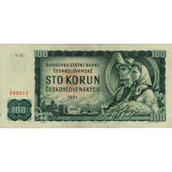 Bankovka ČSR, 100 Kčs, Pi. 91a, 2/VF, 1961, serie B, 02