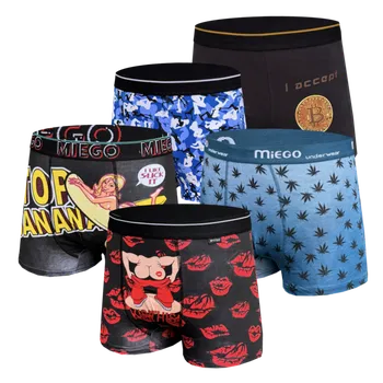 Pánské spodní prádlo UOMO Pánské bavlněné boxerky - Miego (5ks v balení) Barva: Mix barva, Velikost: XXL