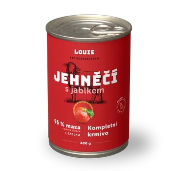 Krmivo pro psa Jehněčí konzerva s jablkem LOUIE 95% maso 400g