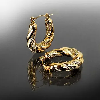 Náušnice Zdobené náušnice z pozlacené oceli č. 1443