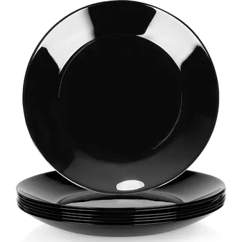 Talíř Skleněné dezertní talíře černé 18 cm – sada 6 ks