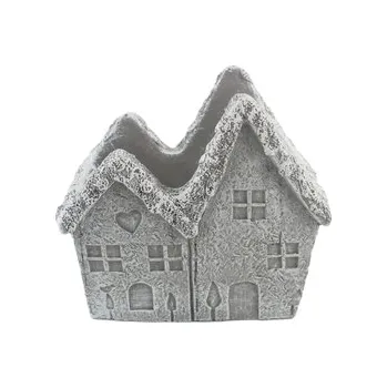 Květináč Betonový květináč ve tvaru dvojdomku, 15,5 × 9 × 14 cm