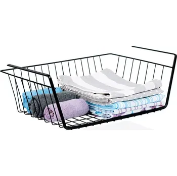 Úložný box Závěsný košík pod polici, kovový, černý 40,5 × 26,5 × 14,5 cm