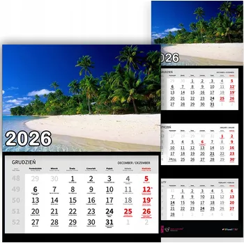 Kalendář Trojdílný kalendář na rok 2026 Rajska plaża Premium | Nástěnný kalendář - různé vzory