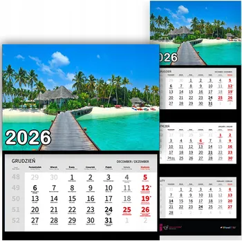 Kalendář Trojdílný kalendář na rok 2026 Tropikalne molo nad morzem Premium | Vzory