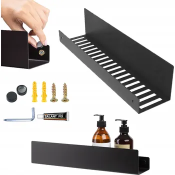 Koupelnový nábytek TEPE ZÁVĚSNÁ POLICE LOFT ČERNÁ DO KOUPELNY SPRCHOVÁ KOUPELNOVÁ KOVOVÁ 40CM