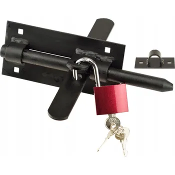 Visací zámek Závora, zástrčka oboustranná na dveře ČERNÁ + visací ZÁMEK