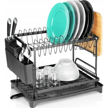 Organizace kuchyně Velký odkapávač na nádobí, talíře a příbory - 2patrový / dvoupatrový