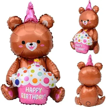 Balónek Godan Balónek fóliový stojací medvídek s dortem 58x42 cm