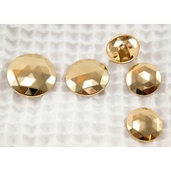 Knoflík Luxusní kovový knoflík - s lomeným šestiúhelníkem - lesklý - zlatý - průměr 1,77 cm