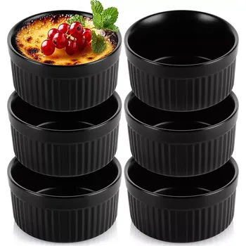 Sklenice Keramické zapékací mističky černé 260 ml, sada 6 ks