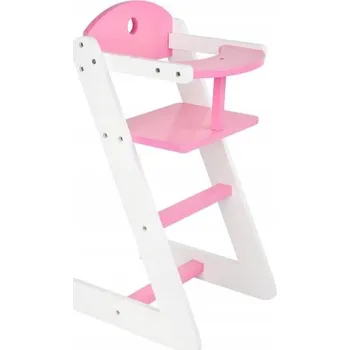 DŘEVĚNÁ RŮŽOVÁ ŽIDLIČKA NA KRMENÍ PRO PANENKY