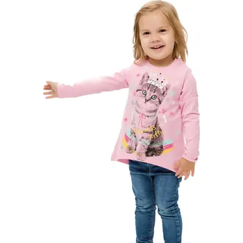 Winkiki Kids Wear Dívčí tričko s dlouhým rukávem Princess Cat - růžová Velikost: 116