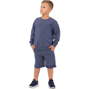 Winkiki Kids Wear Chlapecká sportovní tepláková souprava (mikina + kraťasy) - grafitová Velikost: 122