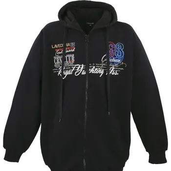 Pánská mikina LAVECCHIA mikina pánská LV-612 s kapucí nadměrná velikost černá 7XL