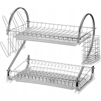 Odkapávač na nádobí Odkapávač na nádobí Brunbeste dvoupatrový kovový stříbrný