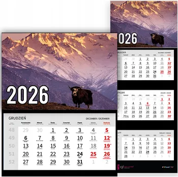 Kalendář Trojdílný kalendář na rok 2026 Zimowa panorama górska Premium | Vzory