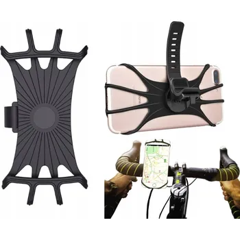 ČERNÝ SILIKONOVÝ DRŽÁK TELEFONU NA ŘÍDÍTKA S FLEXIBILNÍM DESIGNEM