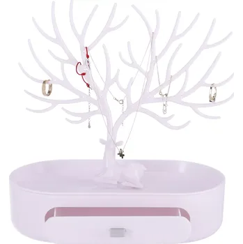 Šperkovnice Stojan na šperky ve tvaru stromu s přihrádkou – bílý