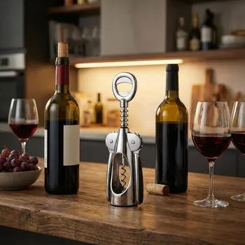 Stojan na víno Korkový šroub / Otevírák na víno z nerezové oceli KONIGHOFFER NOMO