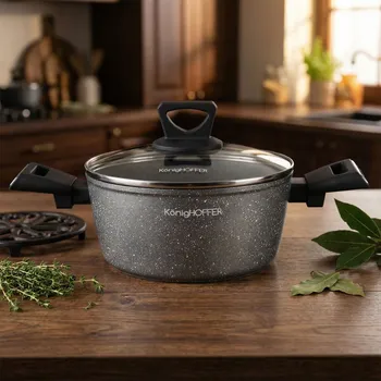 Hrnec Hrnec na indukci s mramorovým povrchem a poklicí Konighoffer Grigio 2,4 l