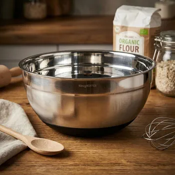 Nádobí Miska nerezová Konighoffer 30 cm silikonová základna černá