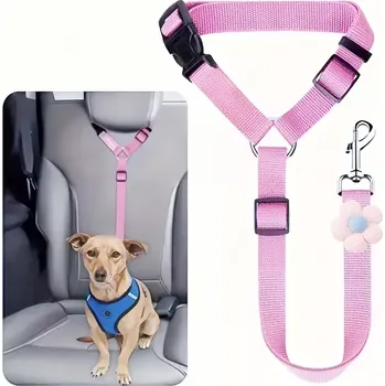 Vodítko pro psa Psí bezpečnostní pás do auta 2v1 – vodítko + autopás, nastavitelný - Růžová