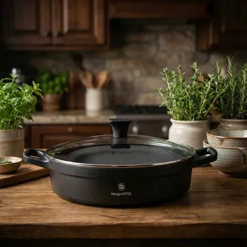 Hliníková nepřilnavá pánev s dvěma uchy a poklicí KONIGHOFFER Vitello 32 cm