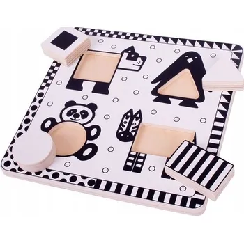 Dřevěná hračka Dřevěná skládačka Bigjigs Toys BJ514 Zvířata černobílá