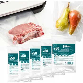 Potravinová fólie 5 x Sillar Sáčky Fólie na balení potravin do svařovacího stroje 20 x 30 cm 50 Ks