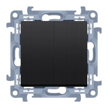 vypínač Simon 10 Dvojitý vypínač lustrový, rychlospojka, černý mat CW5C.01/49